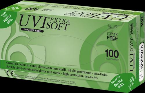 Guanti in Vinile UVI  bianco, no sterile, no talco - M: 4,50 gr. ± 0,3 - box 100 pz.