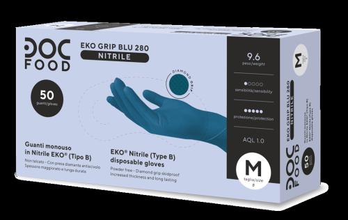 Guanti in nitrile blu EKO GRIP, no sterile, no talcato misura M: 9,60 GR ± 0,3 - box 50 pz. -